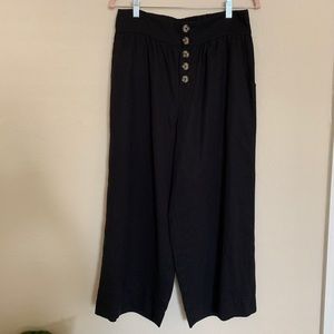 Wide leg button front pants